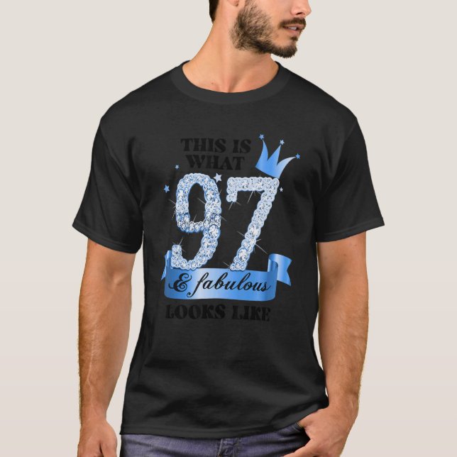 97 & Fabulous I Blue White Party Group Candid Phot T-Shirt (Front)