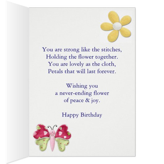 97 years old, stitched flower birthday (Inside (Right))