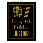 [ Thumbnail: 97th Birthday: Art Deco Inspired Look “97” + Name Card ]