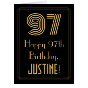97th Birthday: Art Deco Inspired Look “97” + Name Card
