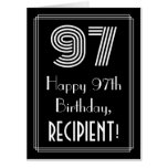 [ Thumbnail: 97th Birthday — Art Deco Inspired Look “97” + Name Card ]