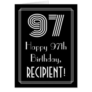 97th Birthday — Art Deco Inspired Look “97” + Name Card
