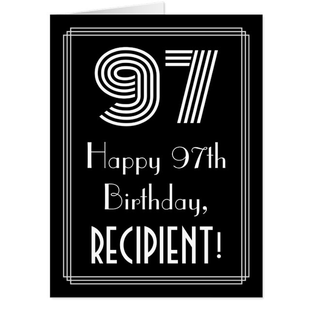 97th Birthday — Art Deco Inspired Look “97” + Name Card (Front)