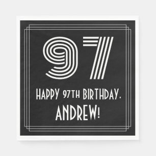97th Birthday: Art Deco Inspired Look "97" + Name Napkins