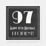 [ Thumbnail: 97th Birthday ~ Art Deco Inspired Look "97", Name Napkins ]