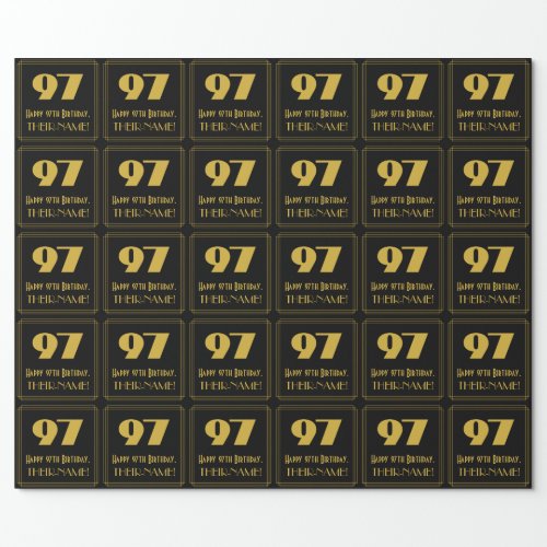 97th Birthday  Art Deco Inspired Look 97  Name Wrapping Paper