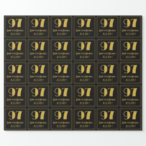 97th Birthday  Art Deco Inspired Look 97 Name Wrapping Paper