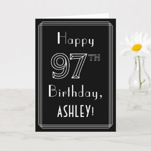 97th Birthday: Art Deco Style # 97 & Custom Name Card