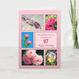 97th birthday, beautiful flowers card