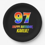 [ Thumbnail: 97th Birthday: Bold, Fun, Simple, Rainbow 97 Paper Plates ]