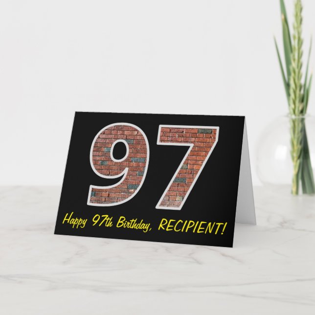97th Birthday - Brick Wall Pattern "97" w/ Name Card (Front)