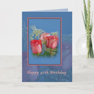 97th Birthday Card with Red Roses