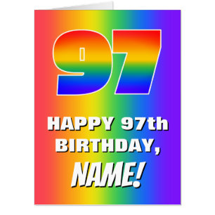 97th Birthday: Colorful, Fun Rainbow Pattern # 97 Card