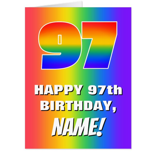 97th Birthday: Colorful, Fun Rainbow Pattern # 97 Card (Front)