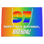 [ Thumbnail: 97th Birthday: Colorful, Fun Rainbow Pattern # 97 Gift Bag ]