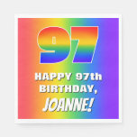 [ Thumbnail: 97th Birthday: Colorful, Fun Rainbow Pattern # 97 Napkins ]