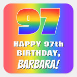[ Thumbnail: 97th Birthday: Colorful, Fun Rainbow Pattern # 97 Sticker ]