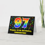 [ Thumbnail: 97th Birthday: Colorful Music Symbols & Rainbow 97 Card ]