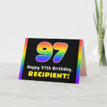[ Thumbnail: 97th Birthday: Colorful Rainbow # 97, Custom Name Card ]