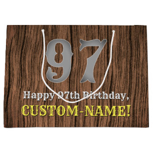 97th Birthday: Country Western Inspired Look, Name Large Gift Bag