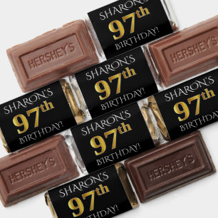 97th Birthday — Elegant, Faux Gold Look 97 + Name Hershey's Miniatures