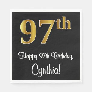 97th Birthday ~ Elegant Luxurious Faux Gold Look # Napkins