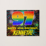 [ Thumbnail: 97th Birthday: Fun, Colorful Celebratory Fireworks Jigsaw Puzzle ]