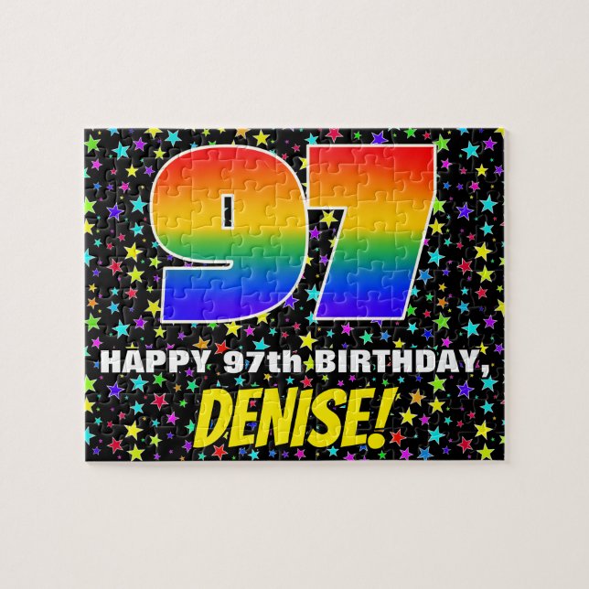 97th Birthday — Fun, Colorful Star Field Pattern Jigsaw Puzzle (Horizontal)