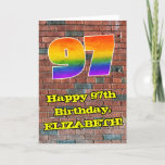 [ Thumbnail: 97th Birthday: Fun Graffiti-Inspired Rainbow 97 Card ]