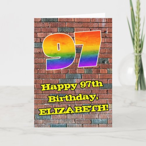 97th Birthday Fun Graffiti_Inspired Rainbow 97 Card