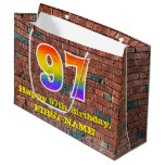 [ Thumbnail: 97th Birthday: Fun, Graffiti-Inspired Rainbow # 97 Gift Bag ]