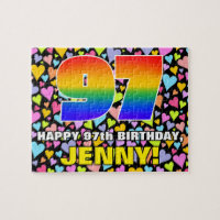 97th Birthday — Fun, Loving Heart Shapes + “97”