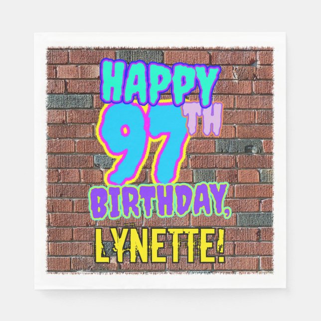 97th Birthday ~ Fun, Urban Graffiti Inspired Look Napkins (Front)