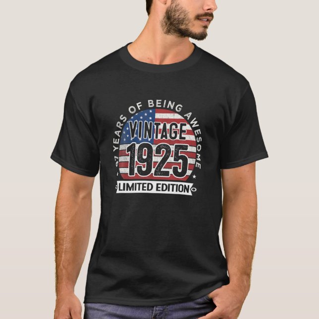 97Th Birthday Gifts Men Vintage 1925 97 Years Old T-Shirt (Front)