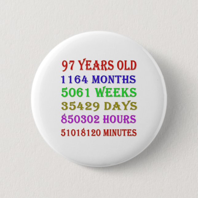 97th  Birthday Milestones Button (Front)