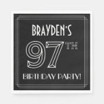 [ Thumbnail: 97th Birthday Party: Art Deco Style + Custom Name Napkins ]