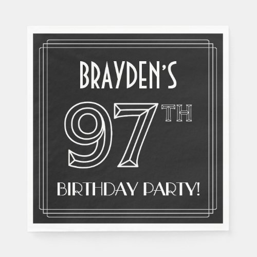 97th Birthday Party Art Deco Style  Custom Name Napkins