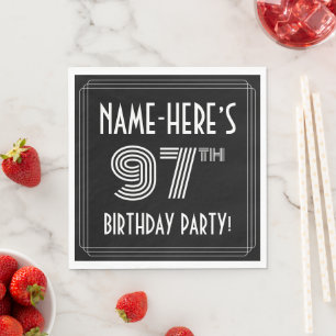 97th Birthday Party: Art Deco Style + Custom Name Napkins