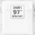 [ Thumbnail: 97th Birthday Party: Art Deco Style + Custom Name Sticker ]