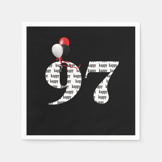 97th Birthday party balloons Napkins (Front)