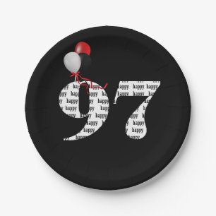 97th birthday party balloons paper plates