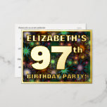 [ Thumbnail: 97th Birthday Party: Bold, Colorful Fireworks Look Postcard ]