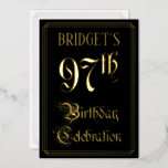 [ Thumbnail: 97th Birthday Party — Fancy Script & Custom Name Invitation ]