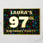 [ Thumbnail: 97th Birthday Party — Fun, Colorful Music Symbols Invitation ]