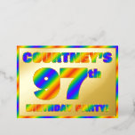 [ Thumbnail: 97th Birthday Party — Fun, Rainbow Spectrum “97” Invitation ]