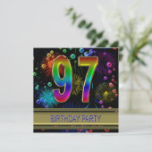 97th Birthday party Invitation with bubbles | Zazzle