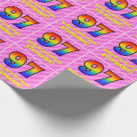 [ Thumbnail: 97th Birthday: Pink Stripes & Hearts, Rainbow # 97 Wrapping Paper ]