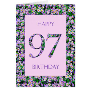97th Birthday Purple Daisies Cards