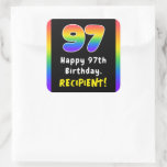 [ Thumbnail: 97th Birthday: Rainbow Spectrum # 97, Custom Name Sticker ]