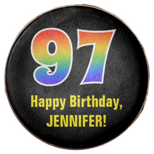 97th Birthday _ Rainbow Spectrum Pattern Number 97 Chocolate Covered Oreo